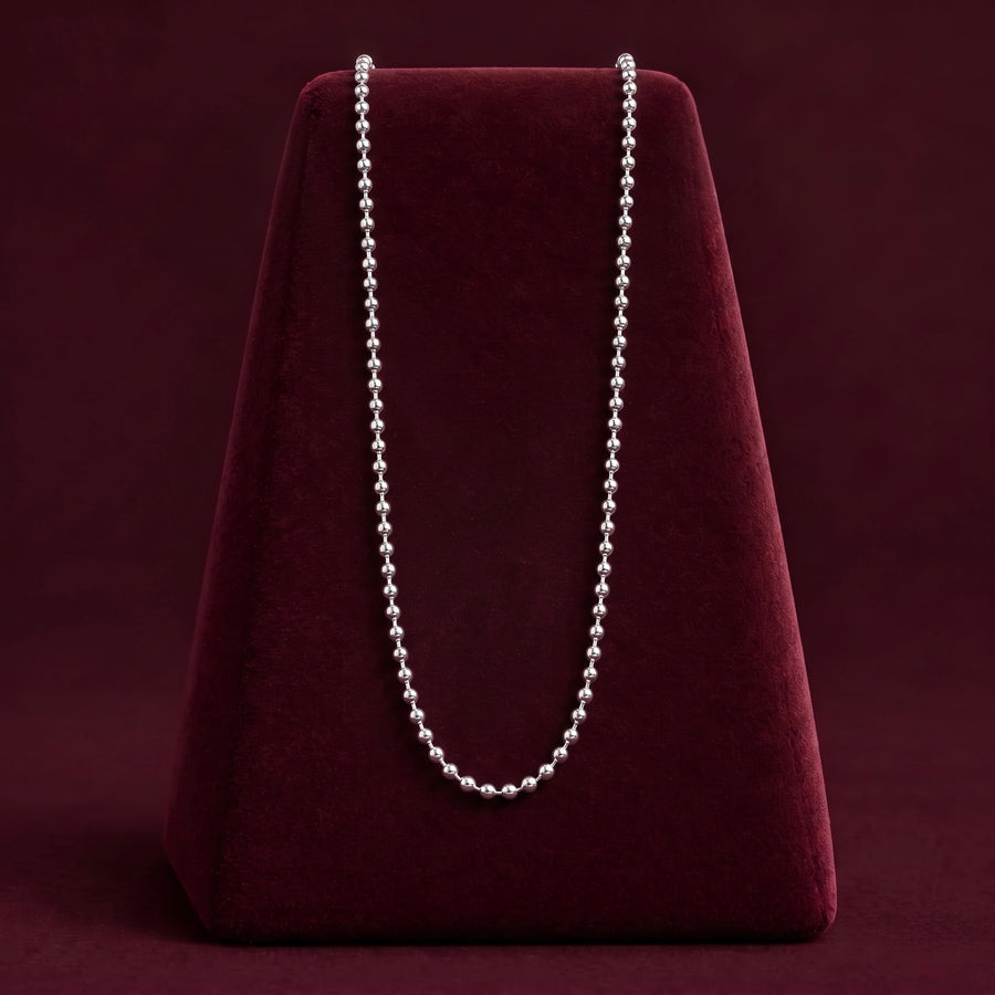 Classic Silver-Tone Ball Chain for Men ( Non Sterling ) With HUDI Hallmark
