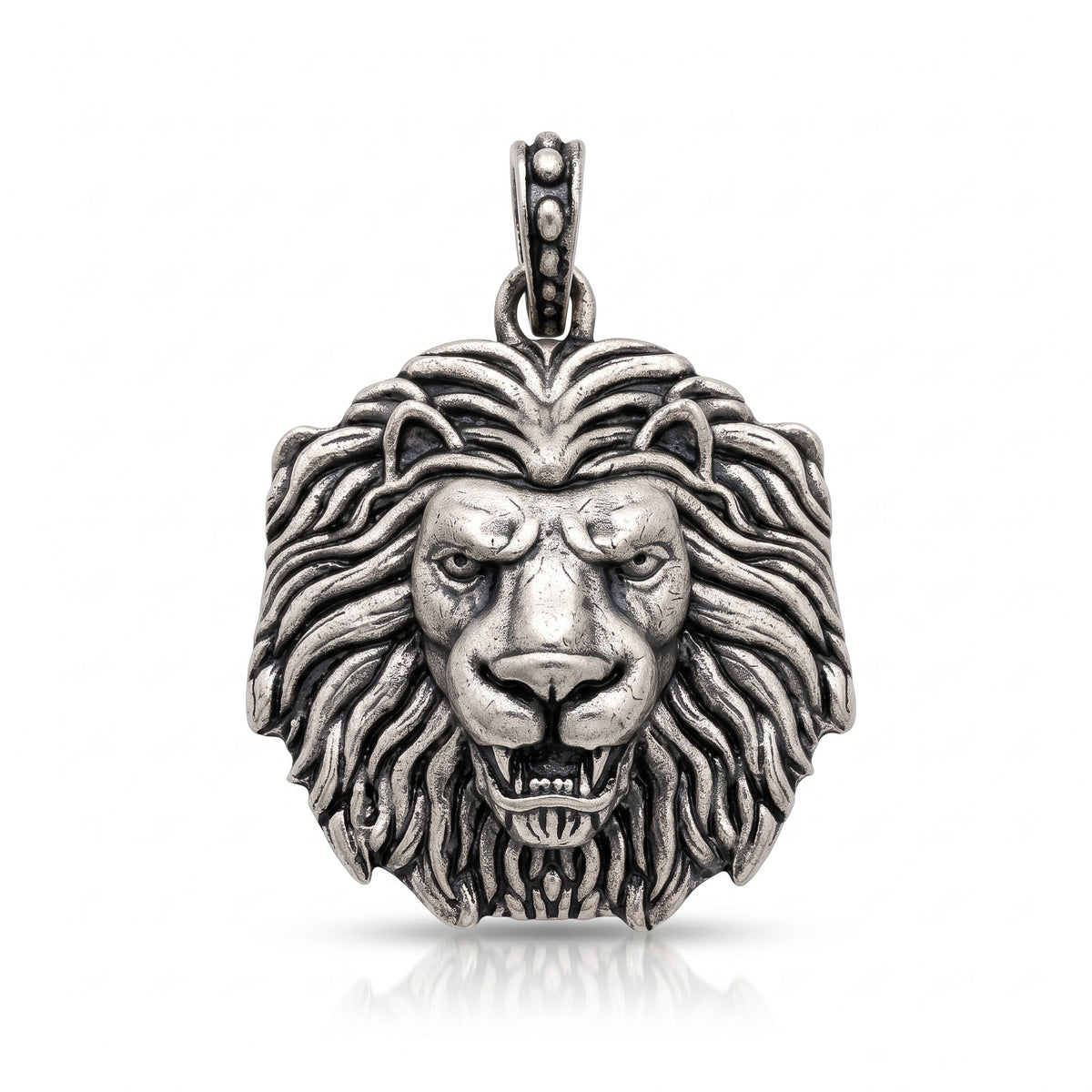 Lion Head Heritage Silver Pendant