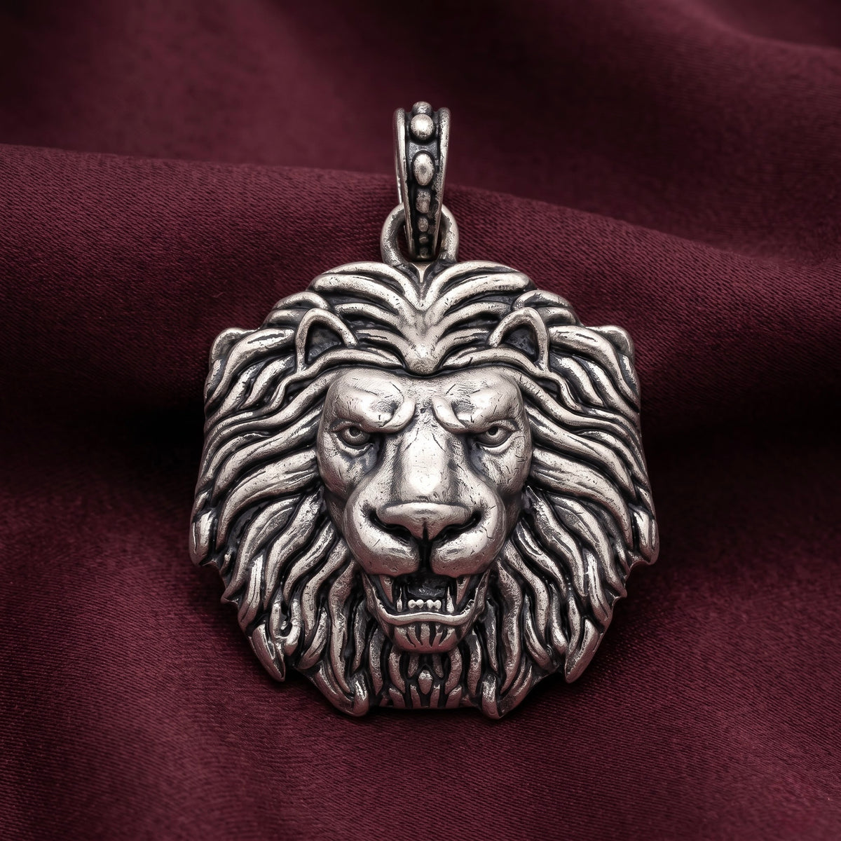 Lion Head Heritage Silver Pendant
