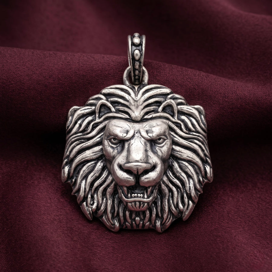 Lion Head Heritage Silver Pendant