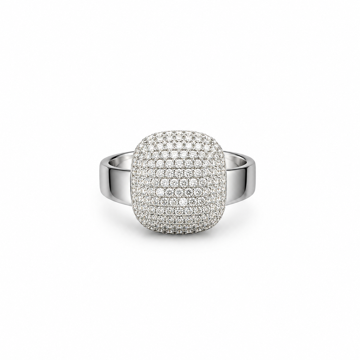 Pave Dome Silver Ring
