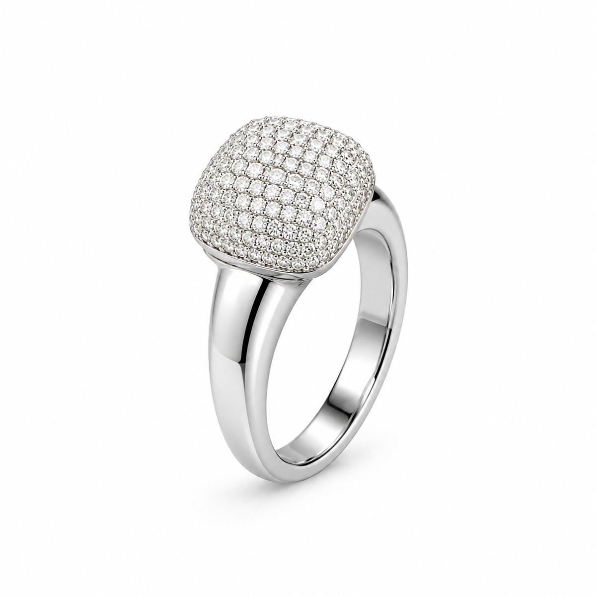 Pave Dome Silver Ring