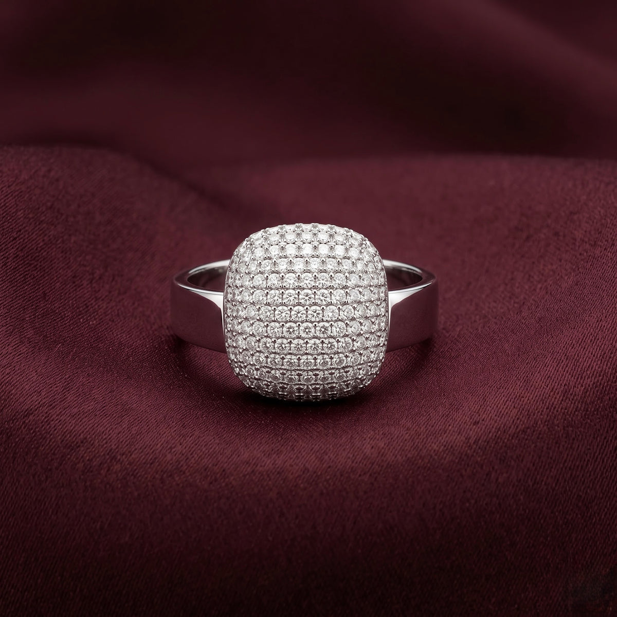 Pave Dome Silver Ring