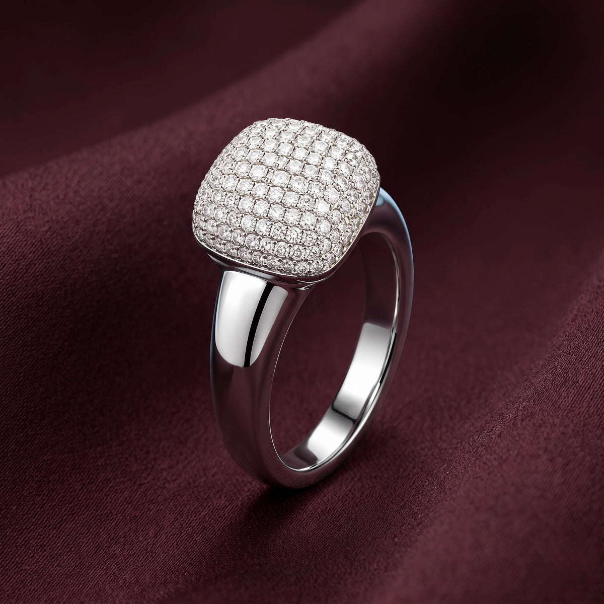 Pave Dome Silver Ring