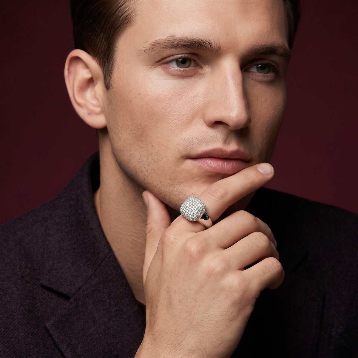 Pave Dome Silver Ring