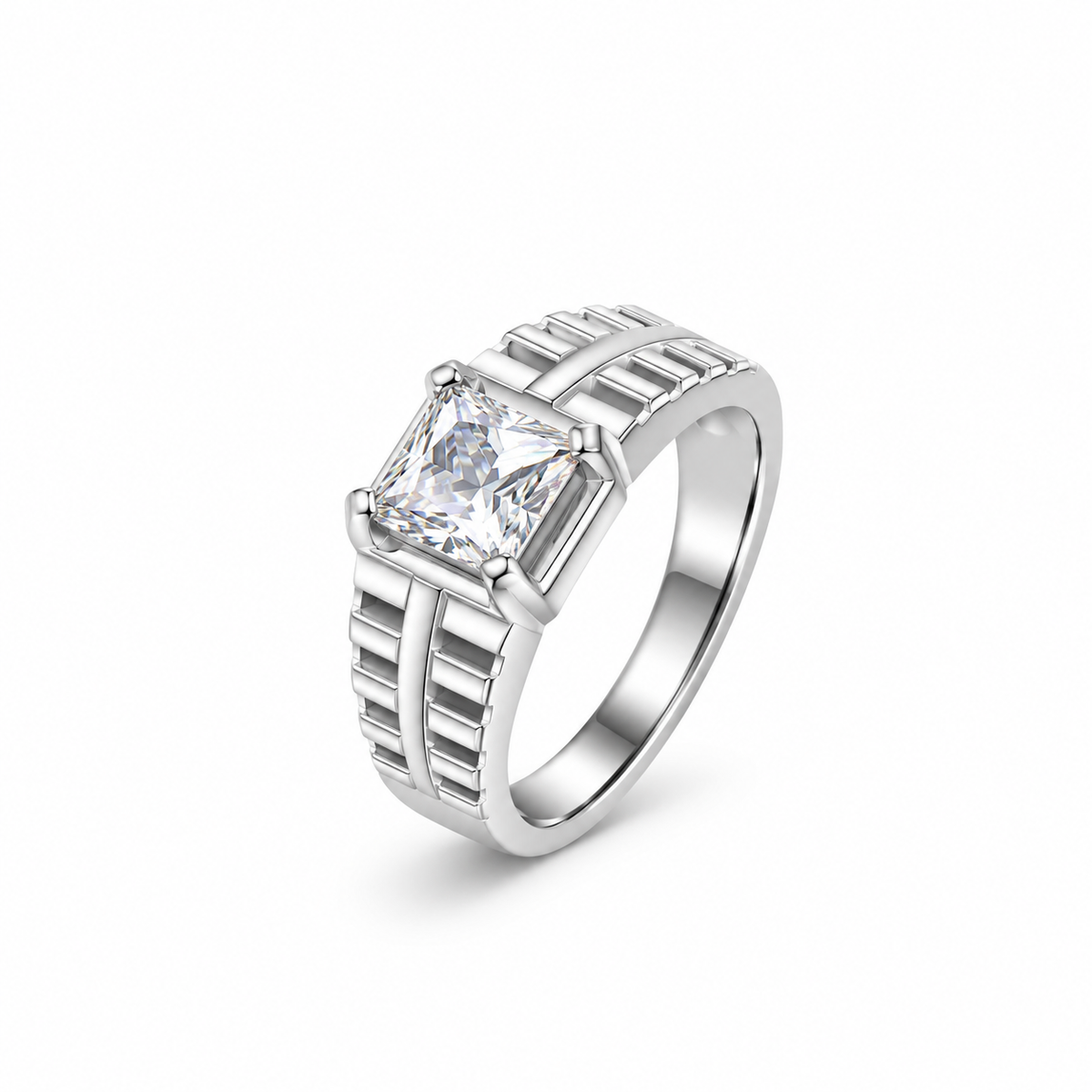 Princess Cut Statement Silver Ring