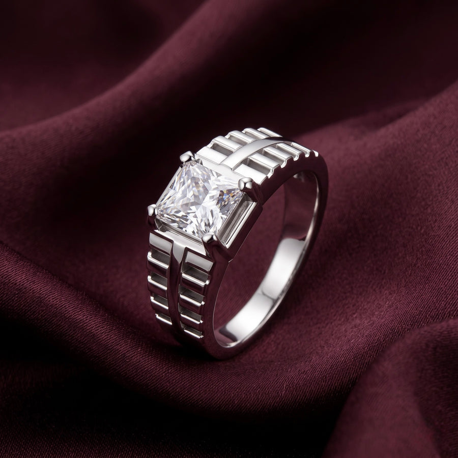 Princess Cut Statement Silver Ring