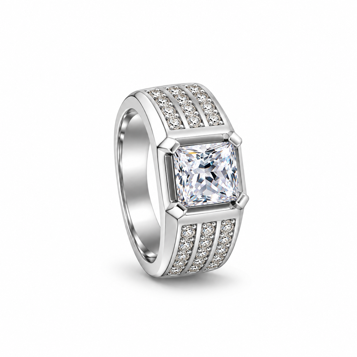 Princess Cut Statement Silver Ring