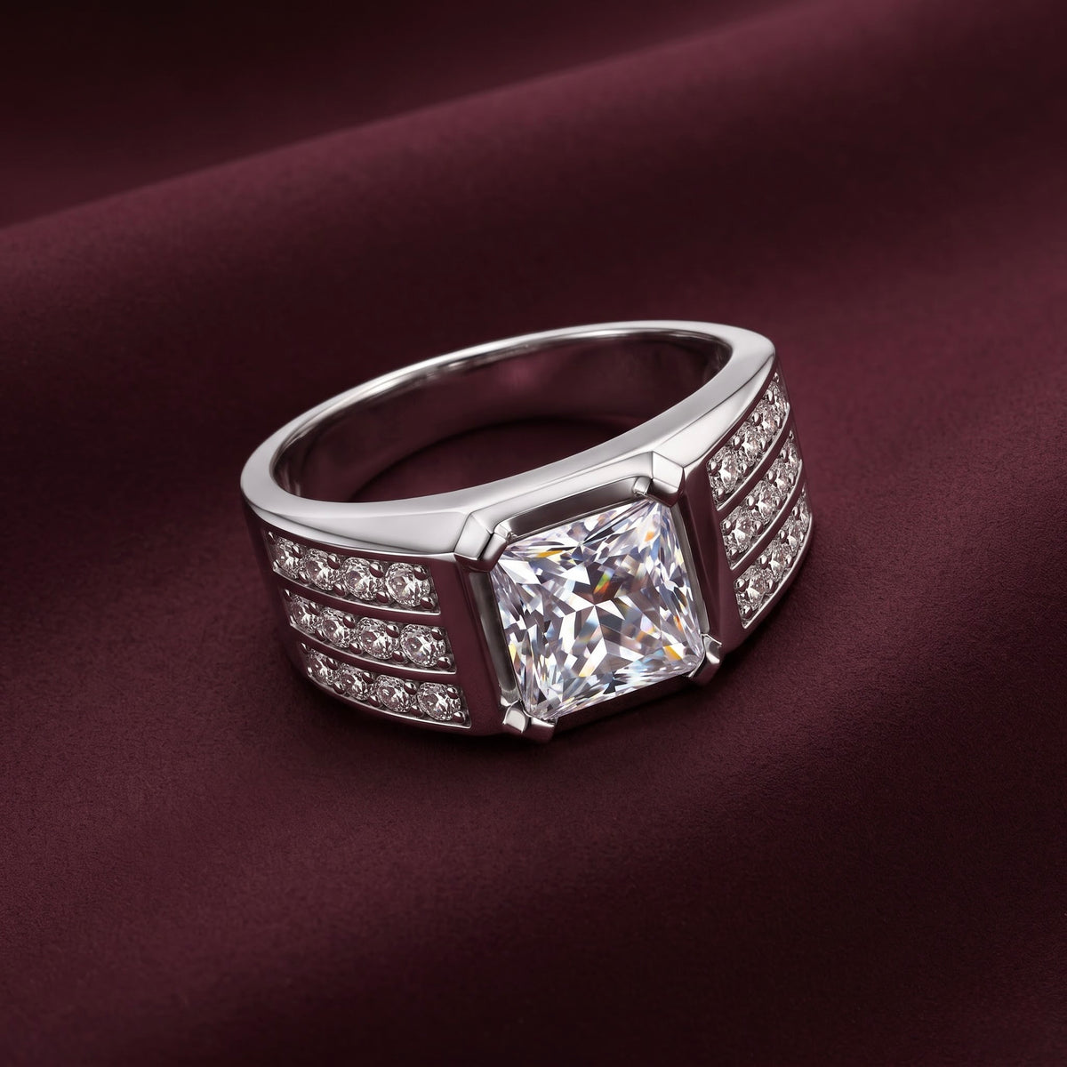 Princess Cut Statement Silver Ring