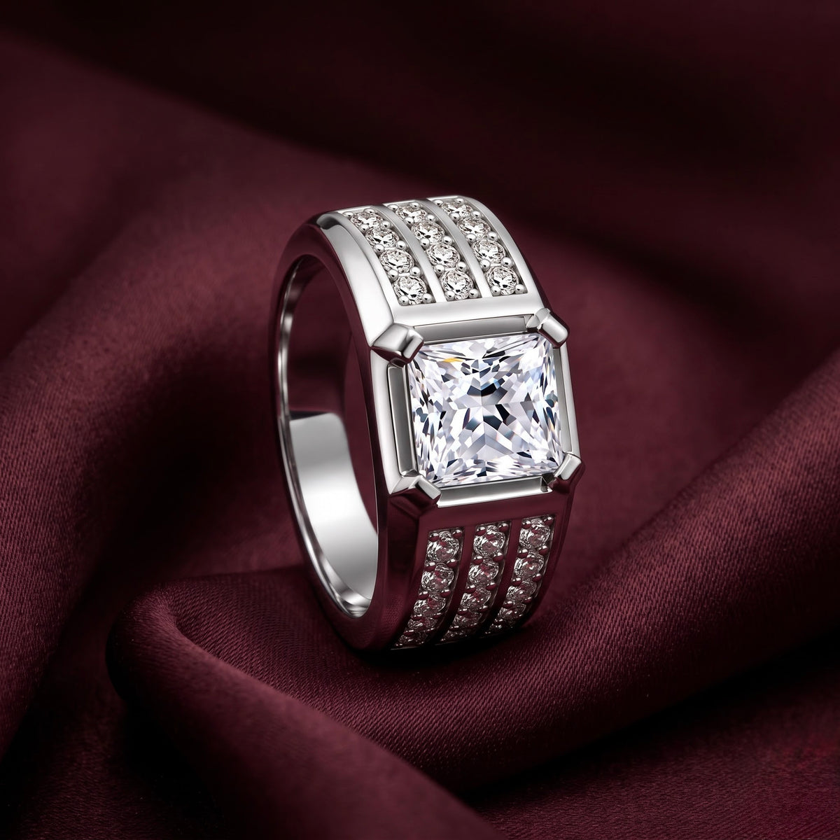 Princess Cut Statement Silver Ring