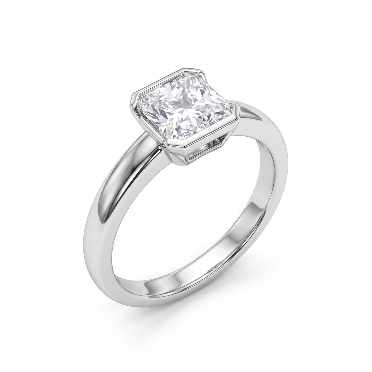 Princess Cut Solitaire Silver Ring
