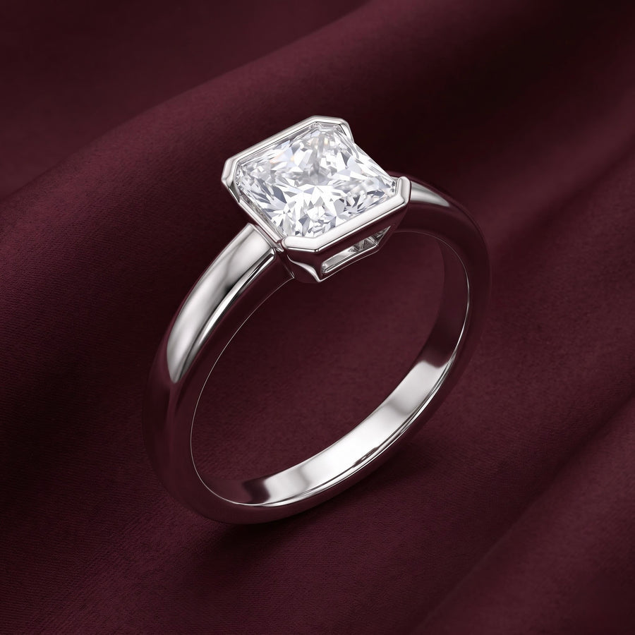 Princess Cut Solitaire Silver Ring