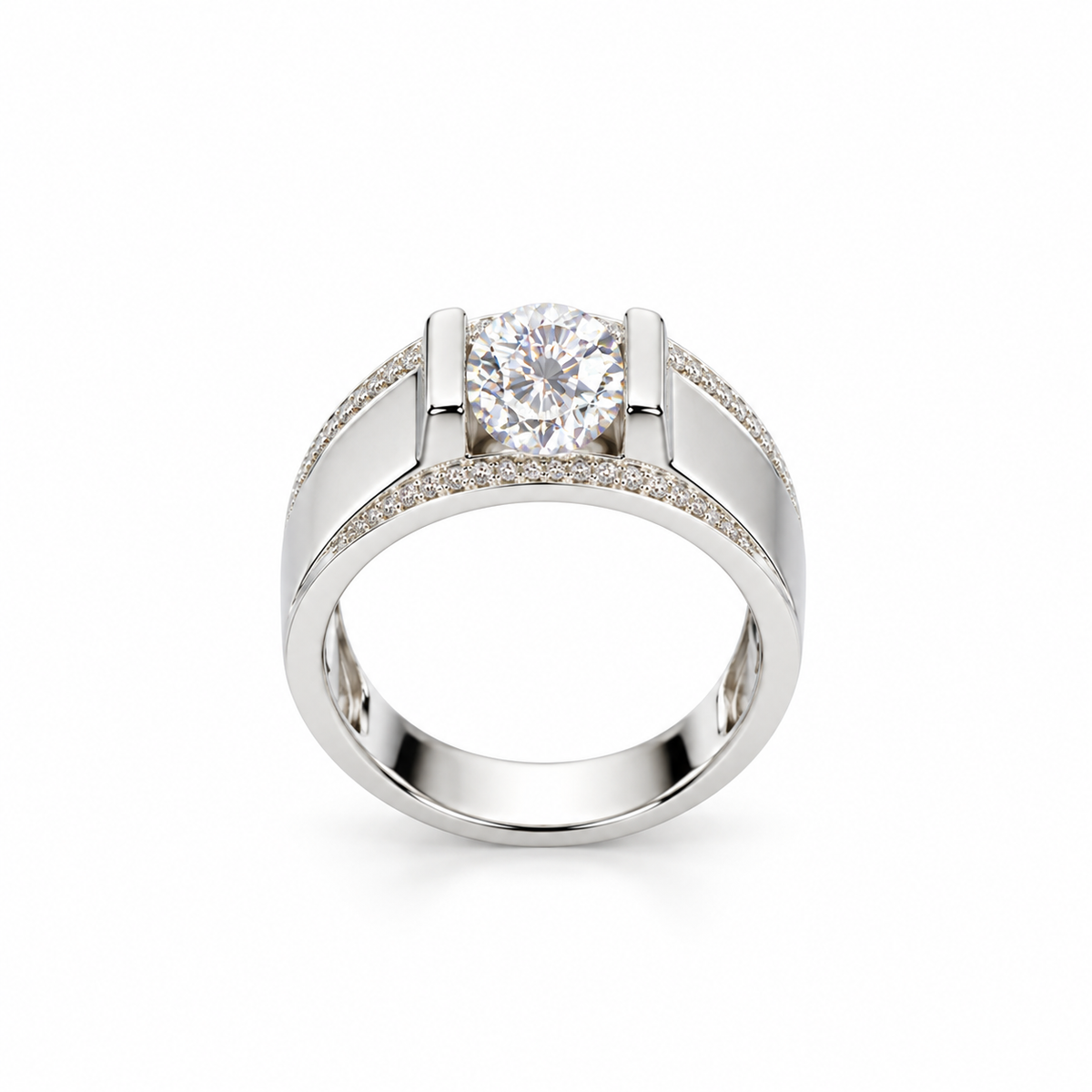 Round Cut Solitaire Silver Ring