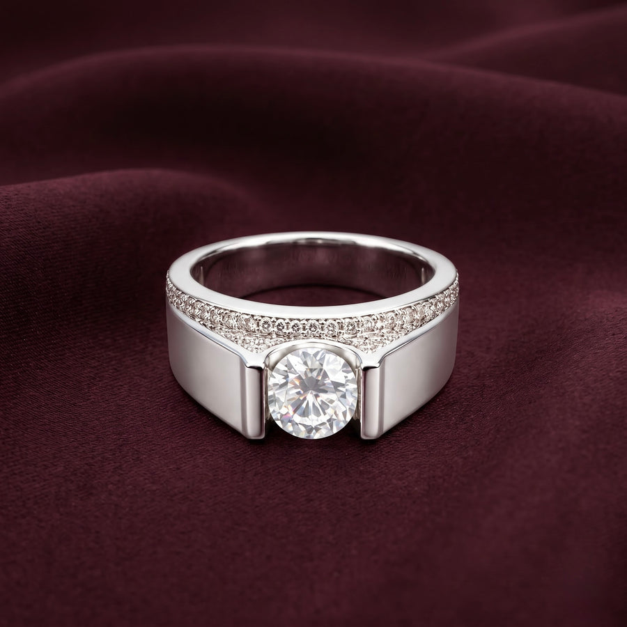 Round Cut Solitaire Silver Ring