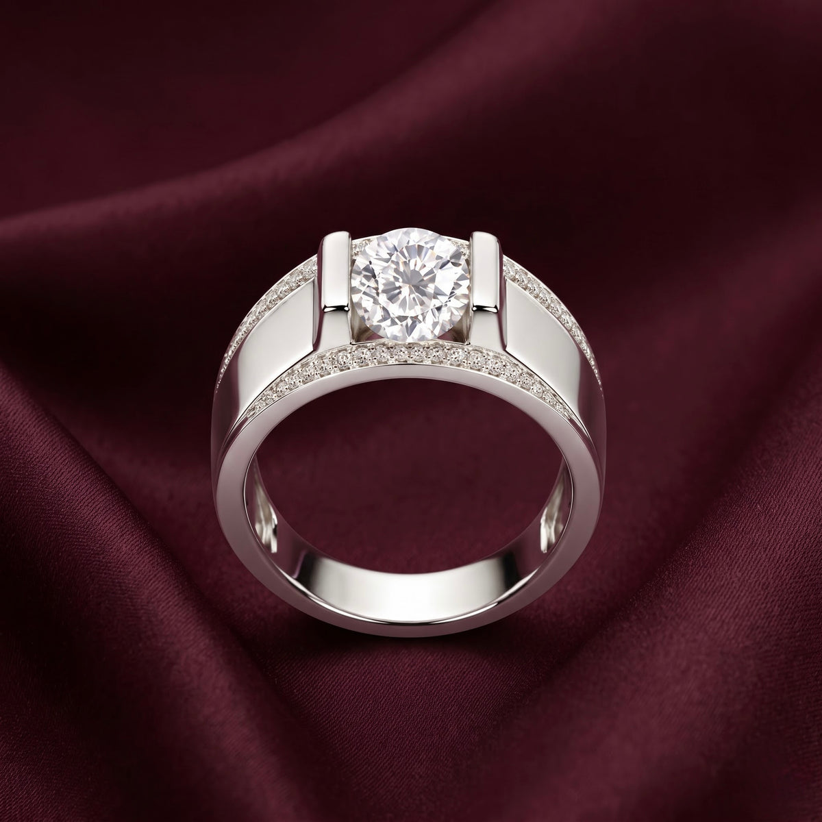 Round Cut Solitaire Silver Ring