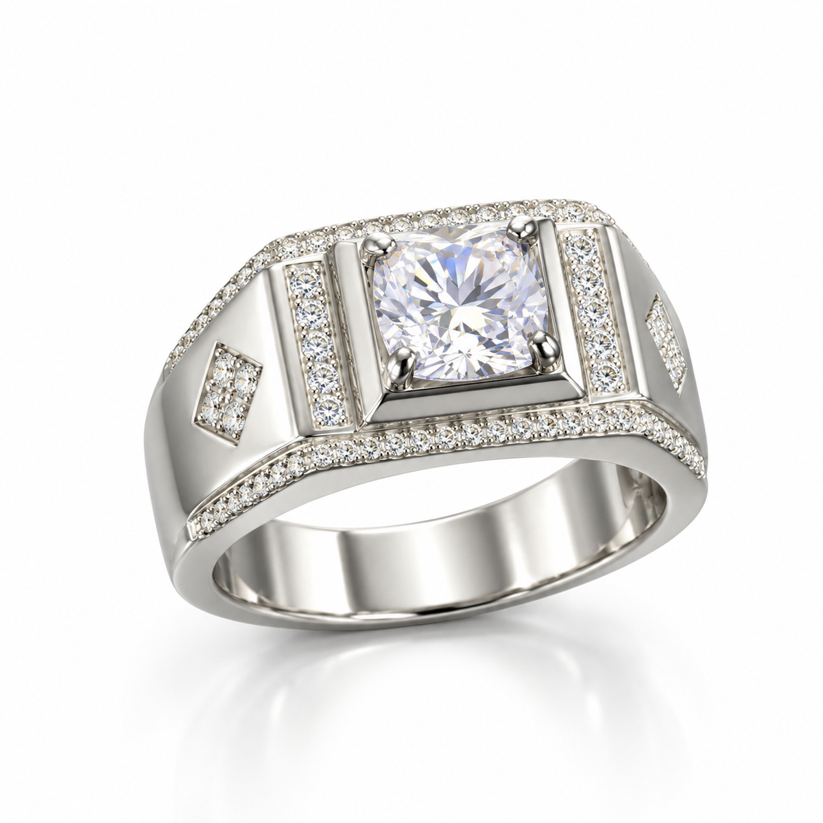 Princess Cut Statement Silver Ring