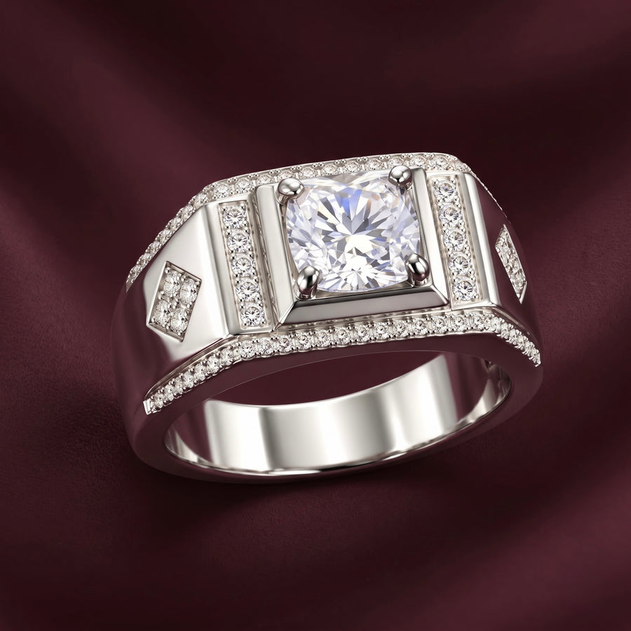 Princess Cut Statement Silver Ring