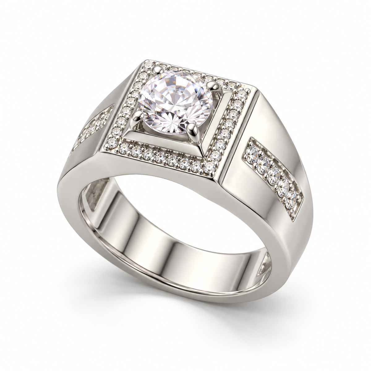 Round Cut Statement Silver Ring