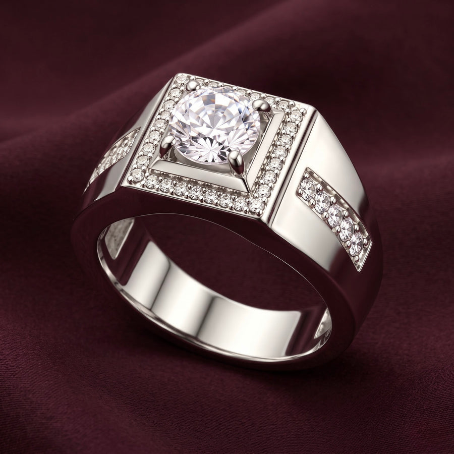 Round Cut Statement Silver Ring