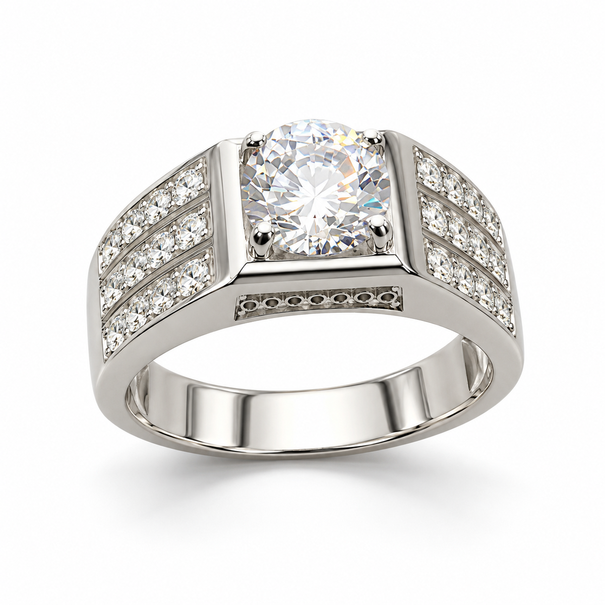 Solitaire Cut Statement Silver Ring