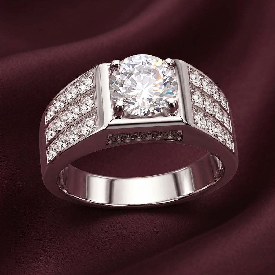 Solitaire Cut Statement Silver Ring