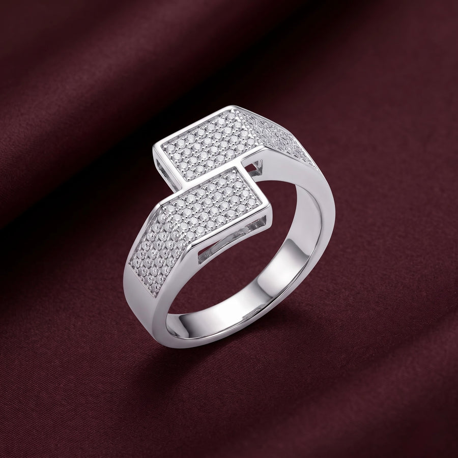Pave Split-Band Silver Ring