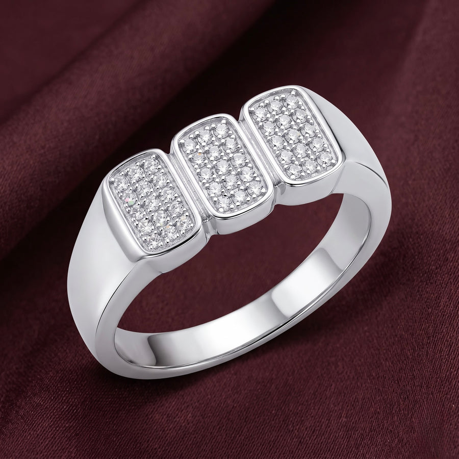 The Feels 925 Sterling Silver Triple Panel CZ Statement Ring