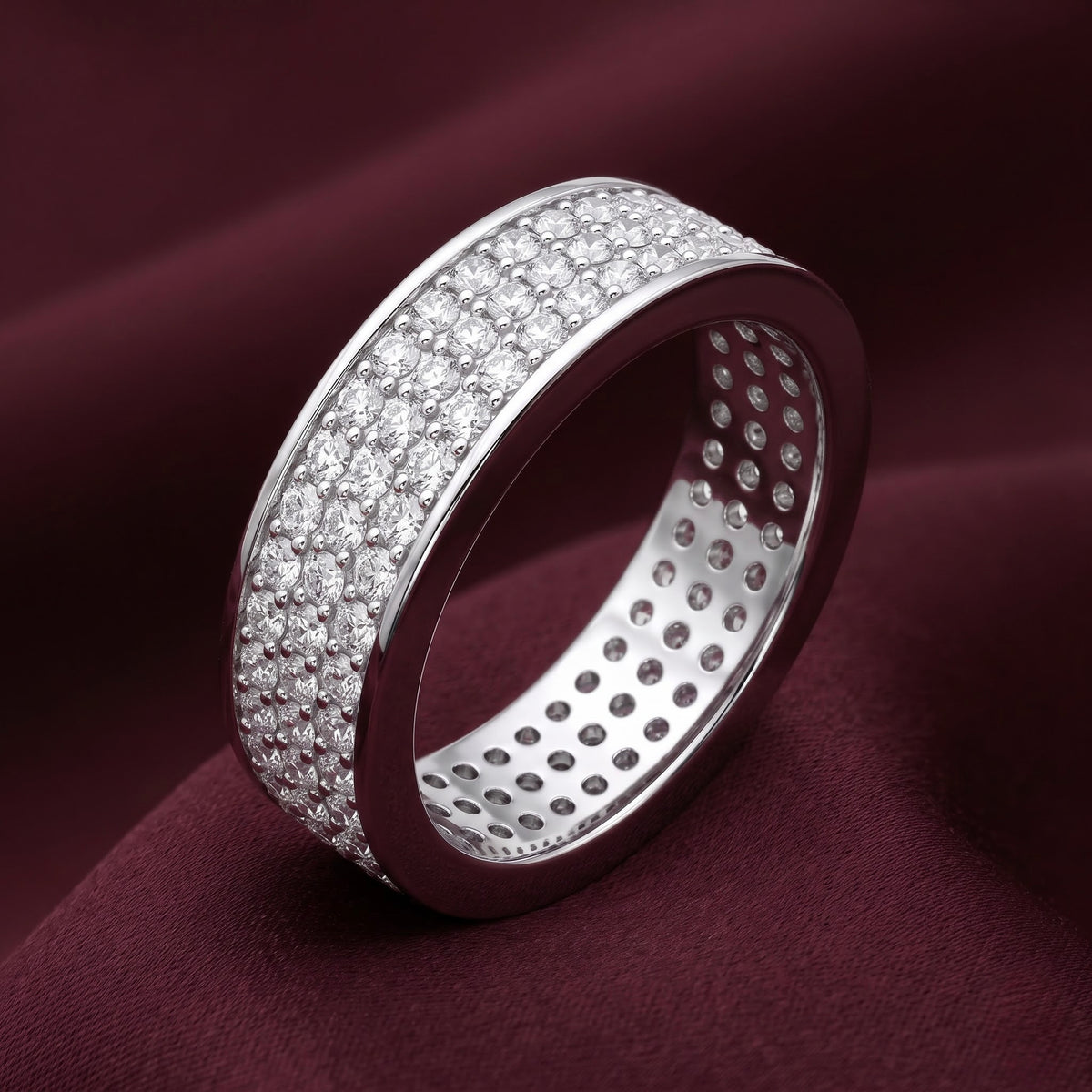 Men’s Classic CZ Pavé 925 Silver Band Ring