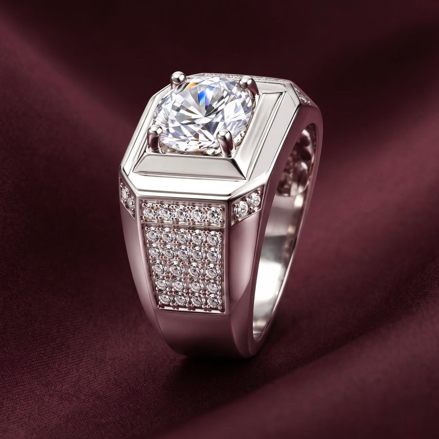 Classic Solitaire Men's Silver Ring