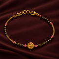 Black Bead & Pink Stone Gold-Tone Bracelet
