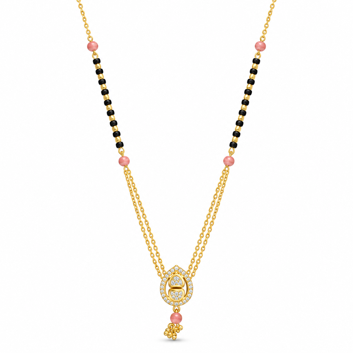 Gold-Tone Pink Bead Mangalsutra