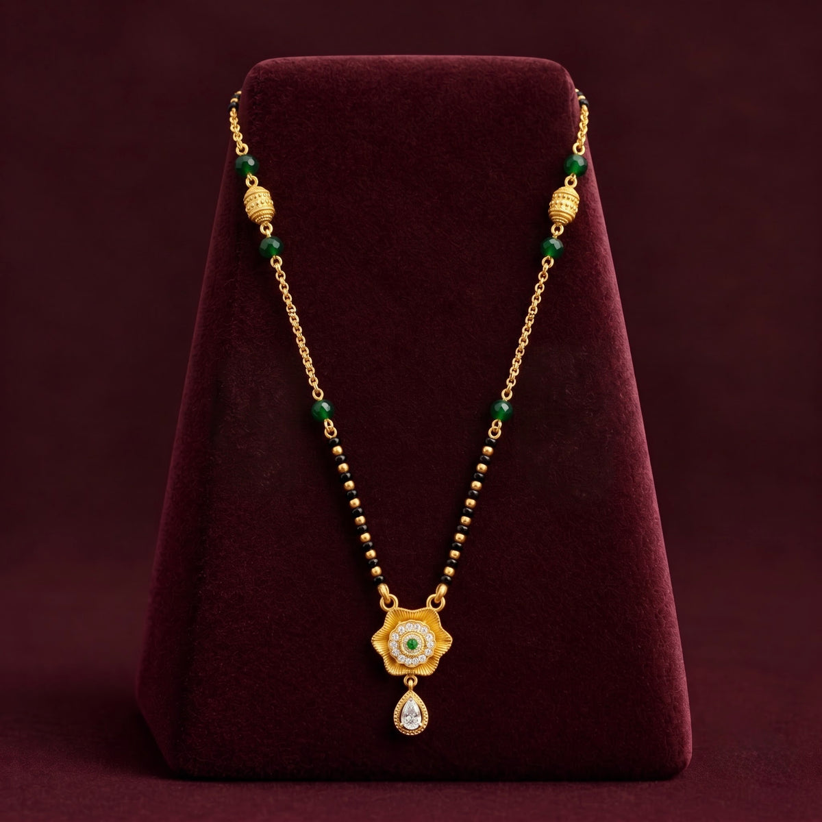 Gold-Tone Pink Bead Mangalsutra