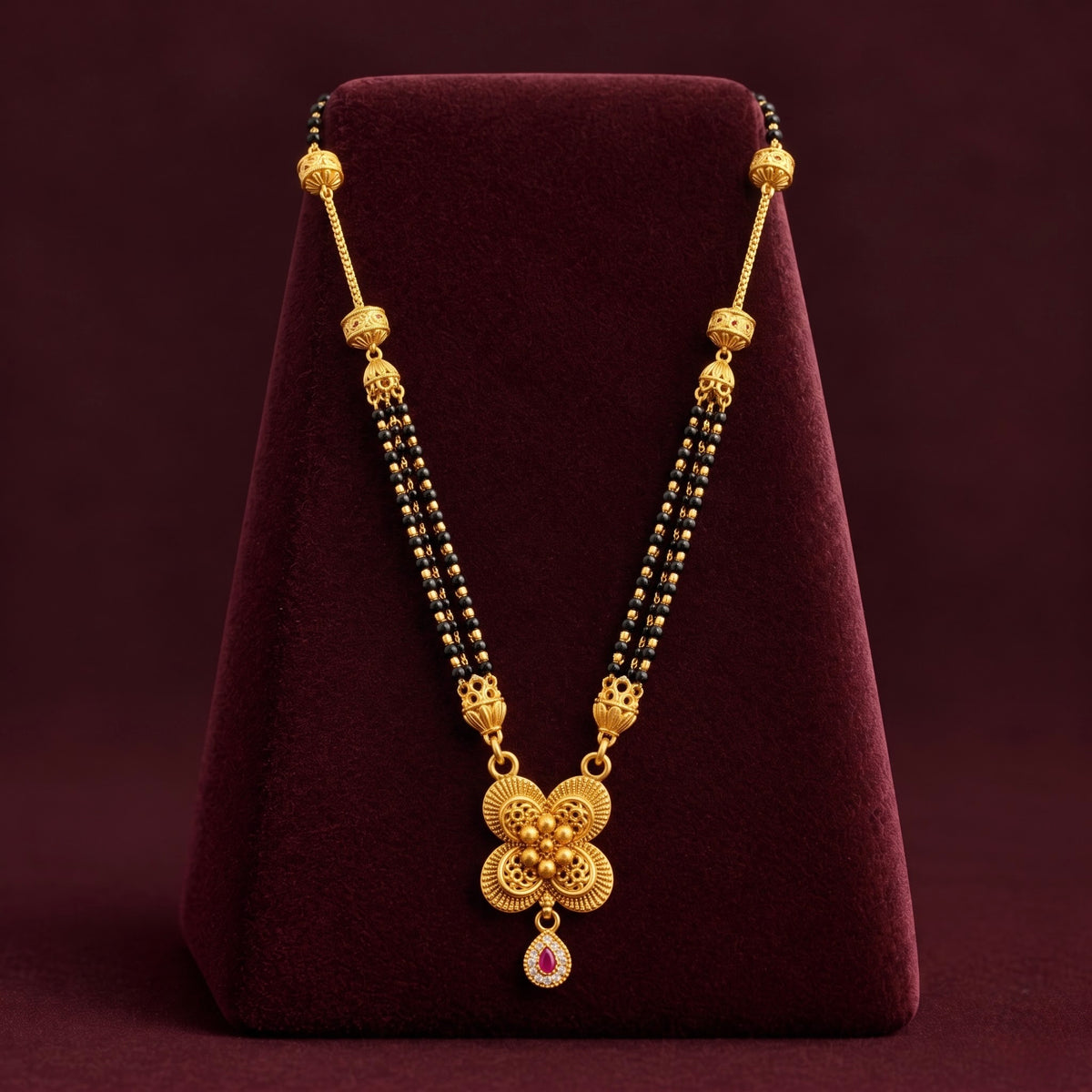 Traditional Gold-Tone Floral Mangalsutra