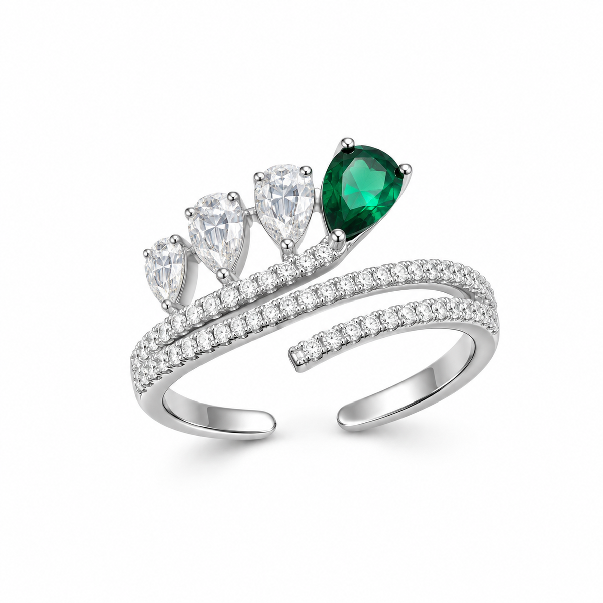 Emerald Crown Cuff Ring