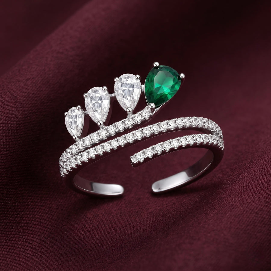 Emerald Crown Cuff Ring