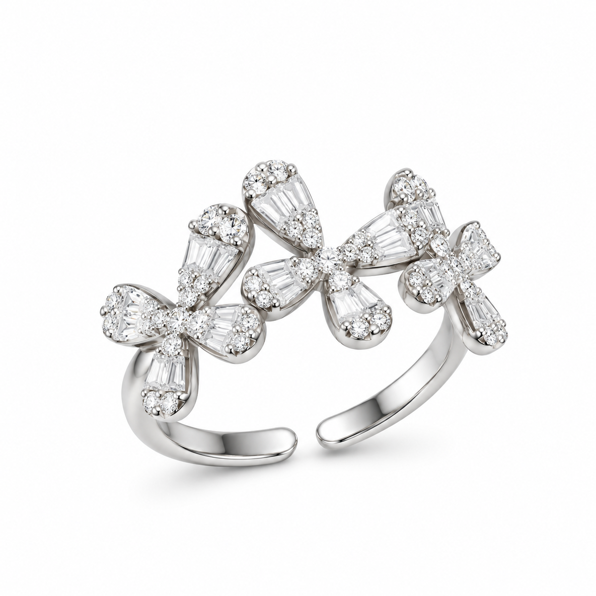 Crystal Bow Cuff Ring