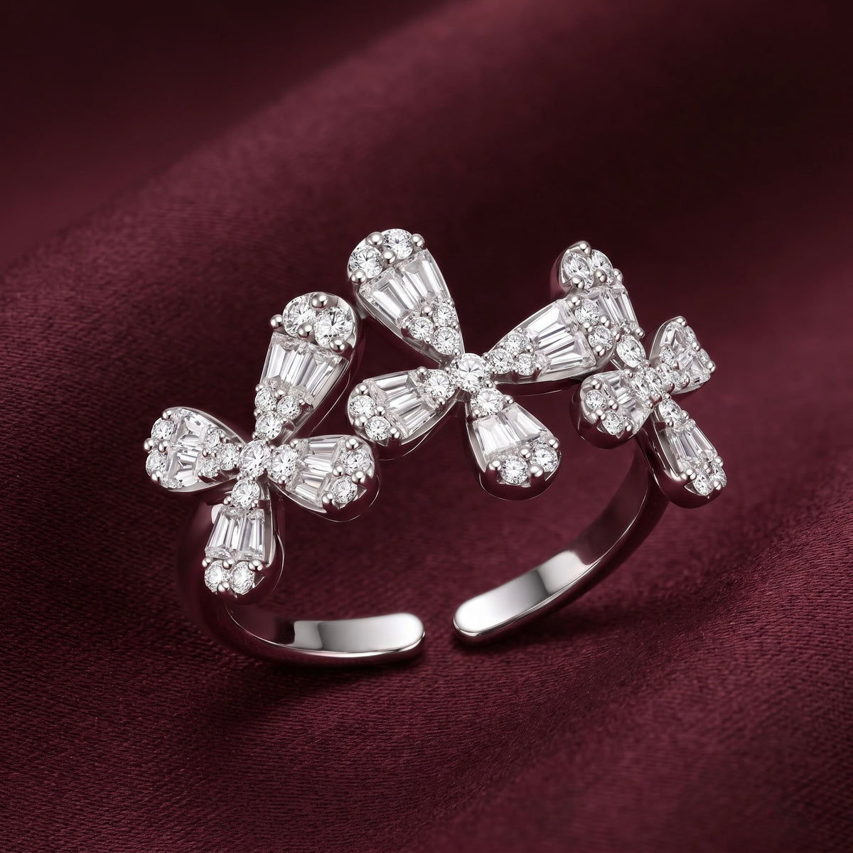 Crystal Bow Cuff Ring