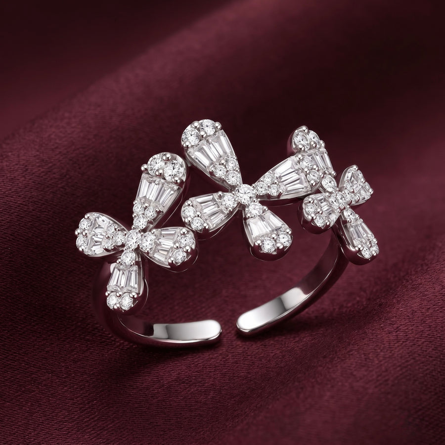 Crystal Bow Cuff Ring