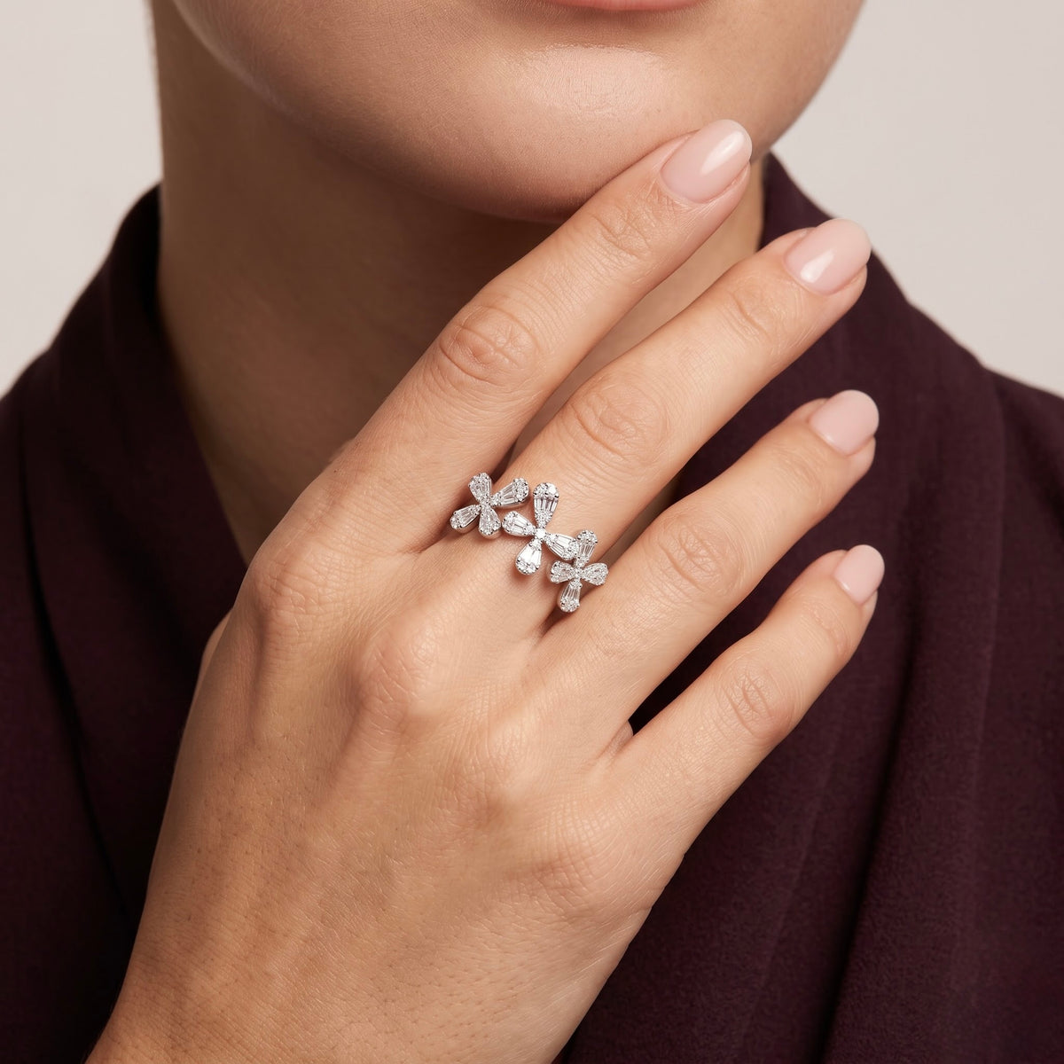 Crystal Bow Cuff Ring