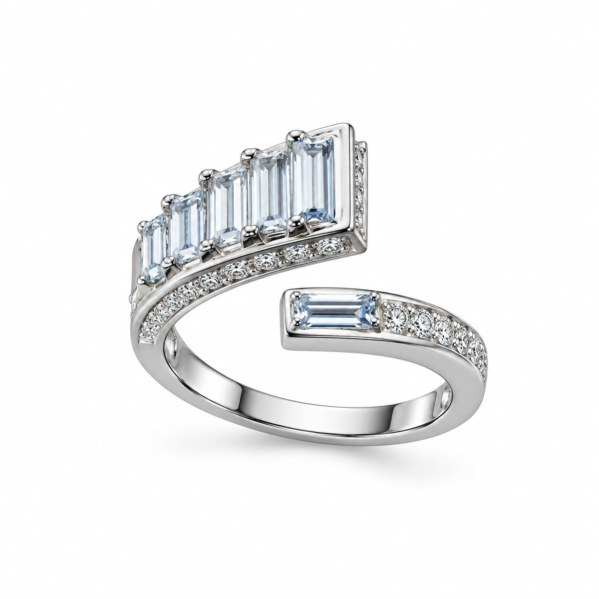 Baguette Crystal Crown Cuff Ring