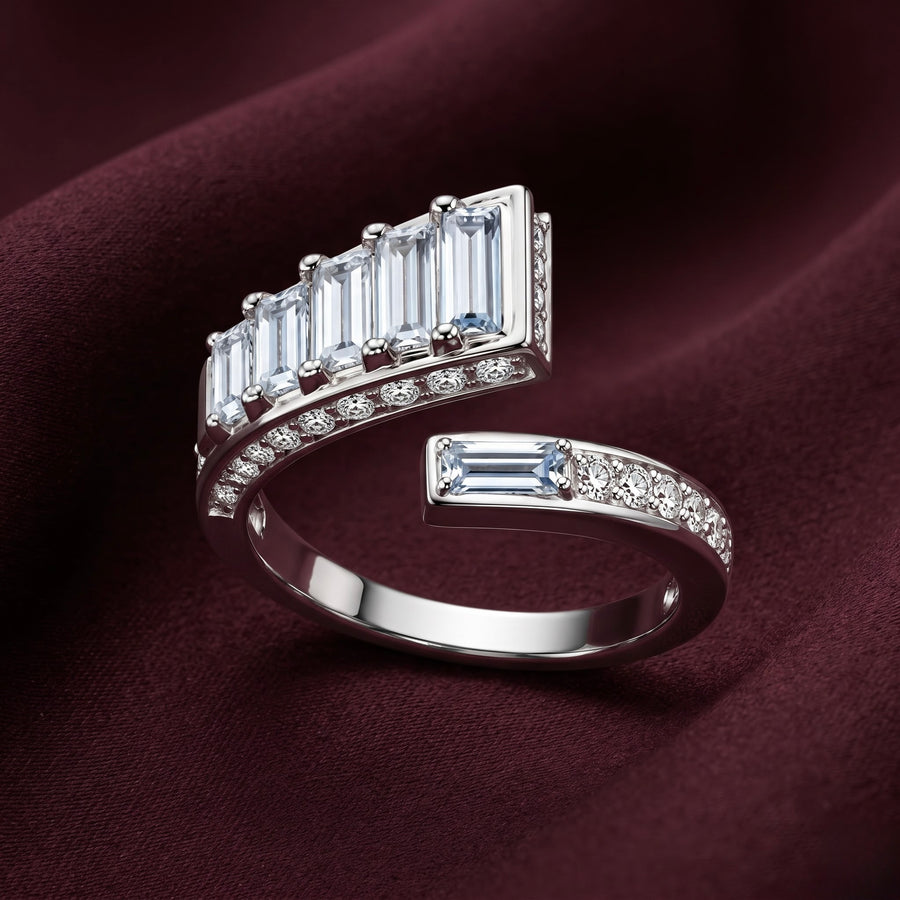 Baguette Crystal Crown Cuff Ring