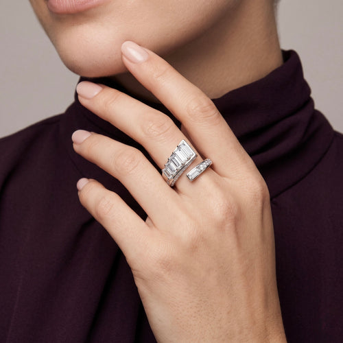 Baguette Crystal Crown Cuff Ring