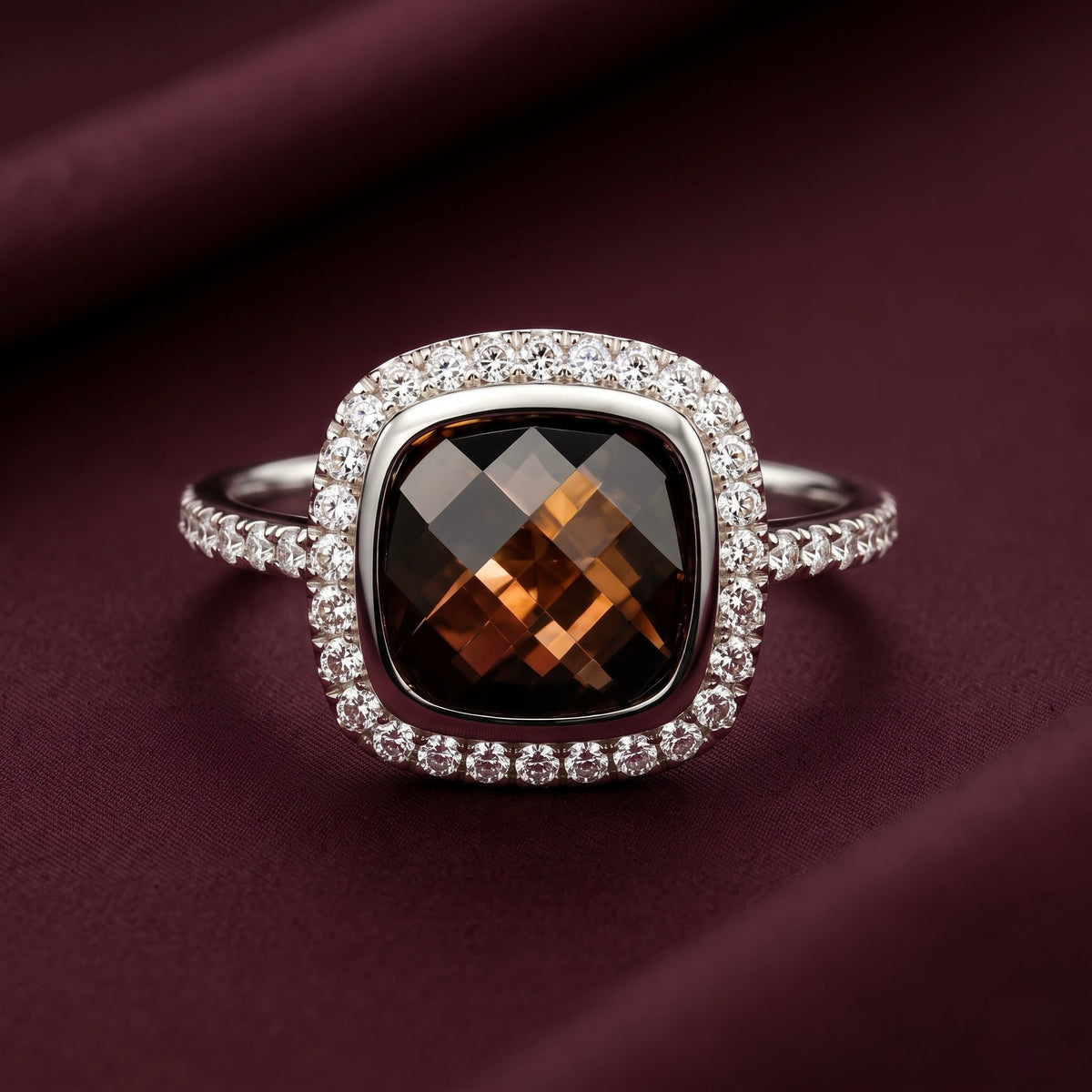 Smoky Brown Gemstone Silver Ring