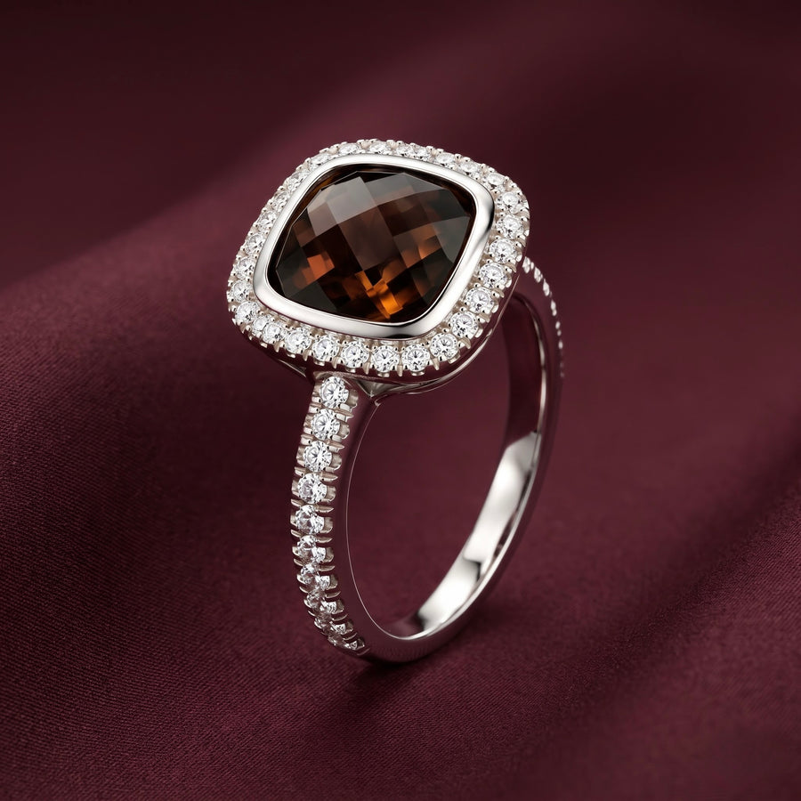 Smoky Brown Gemstone Silver Ring