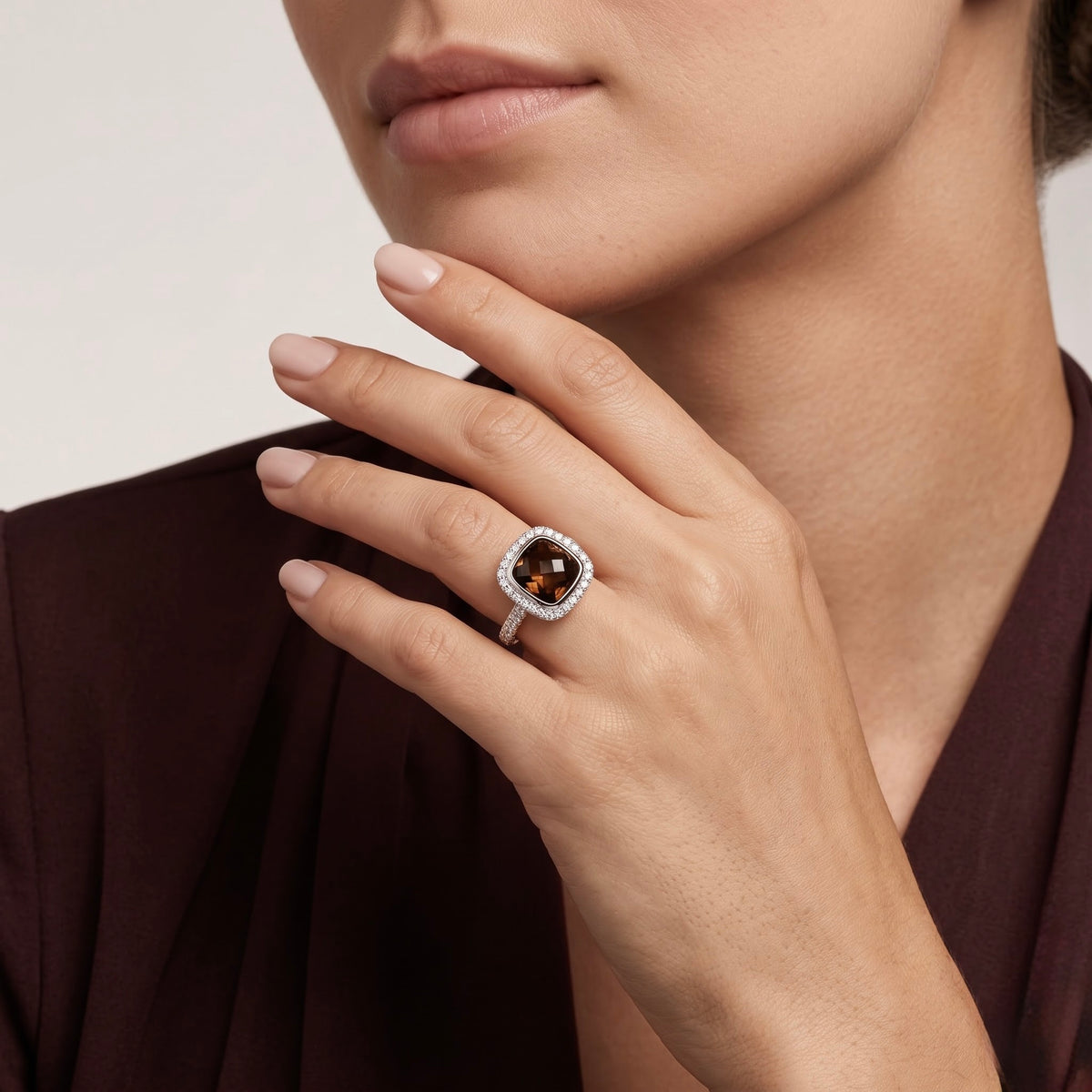 Smoky Brown Gemstone Silver Ring