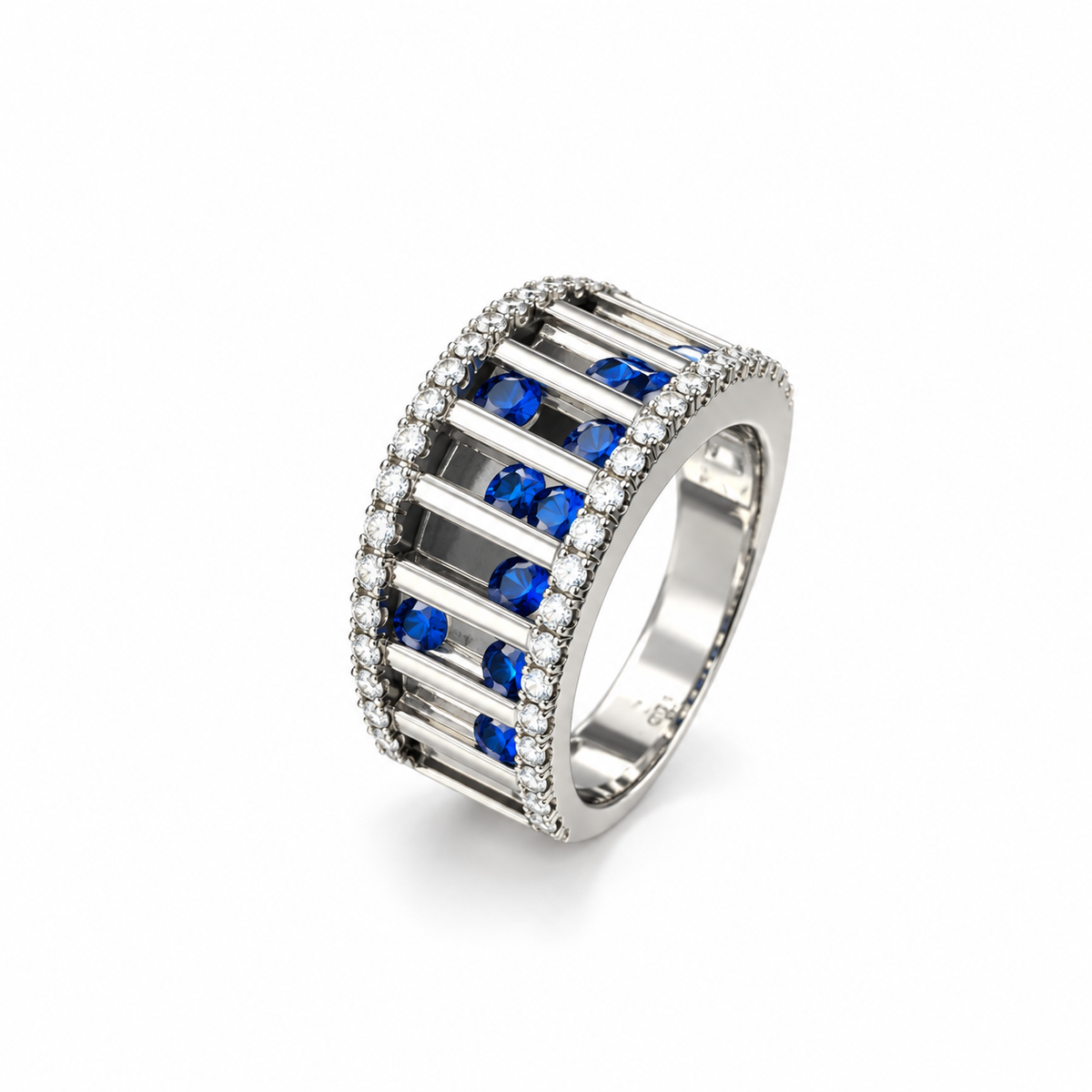 Blue Sapphire Silver Statement Ring