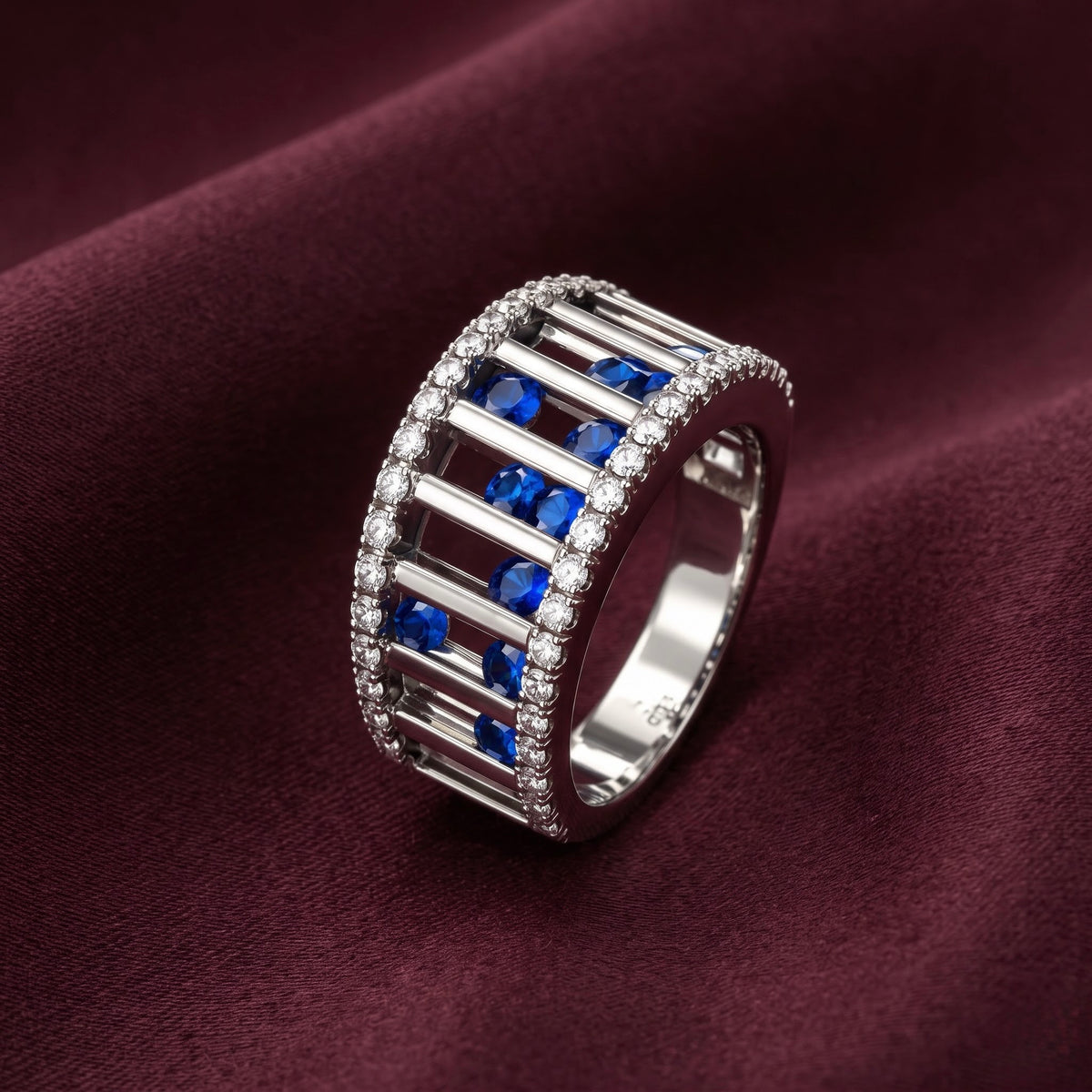 Blue Sapphire Silver Statement Ring