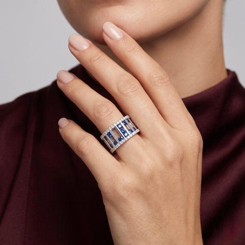 Blue Sapphire Silver Statement Ring