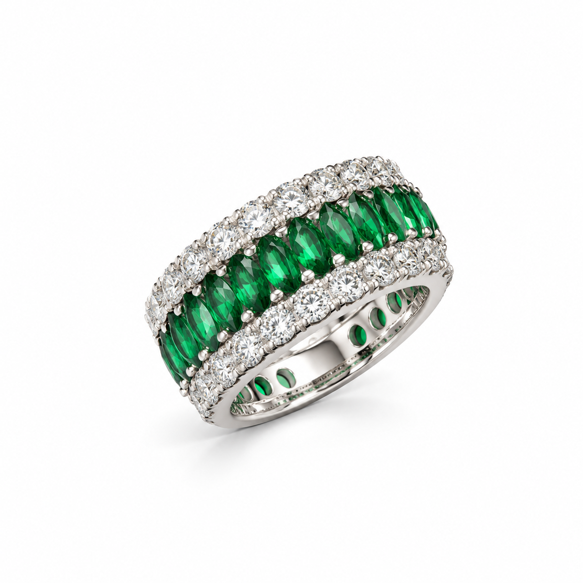 Emerald Green Stone Silver Ring