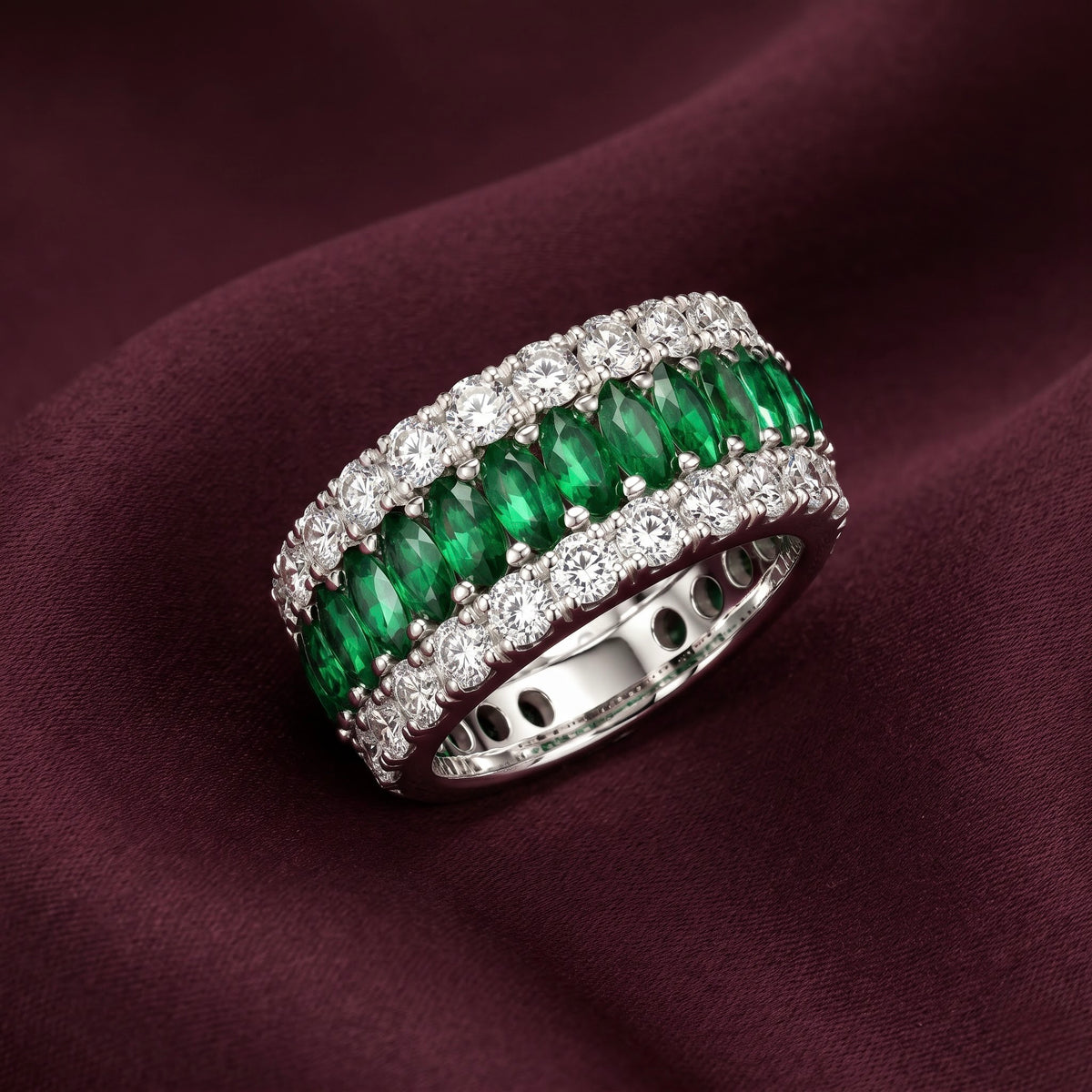 Emerald Green Stone Silver Ring